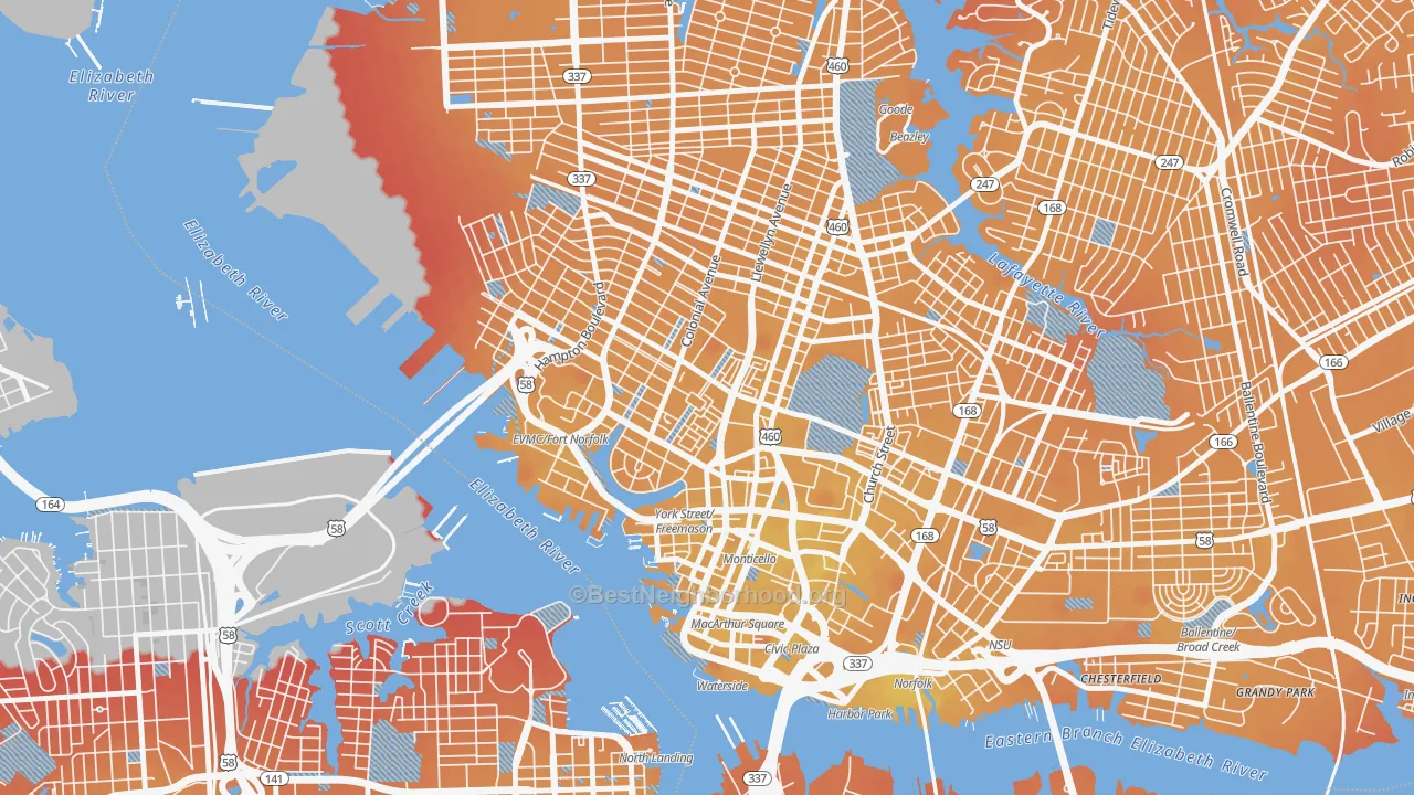 Transit Grade map of Ghent Square, Norfolk, VA