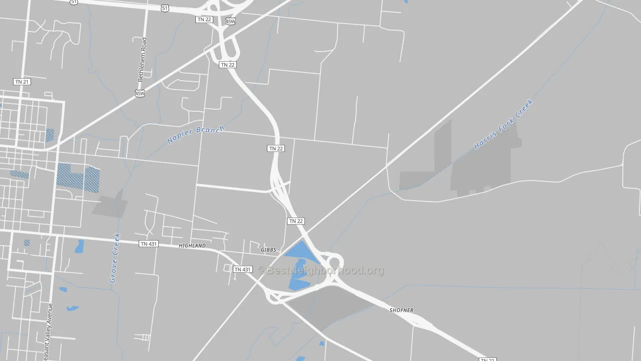 Transit Grade map of Gibbs, TN