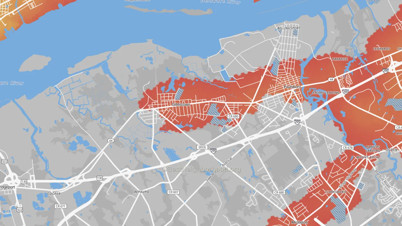 Transit Grade map of Gibbstown, NJ