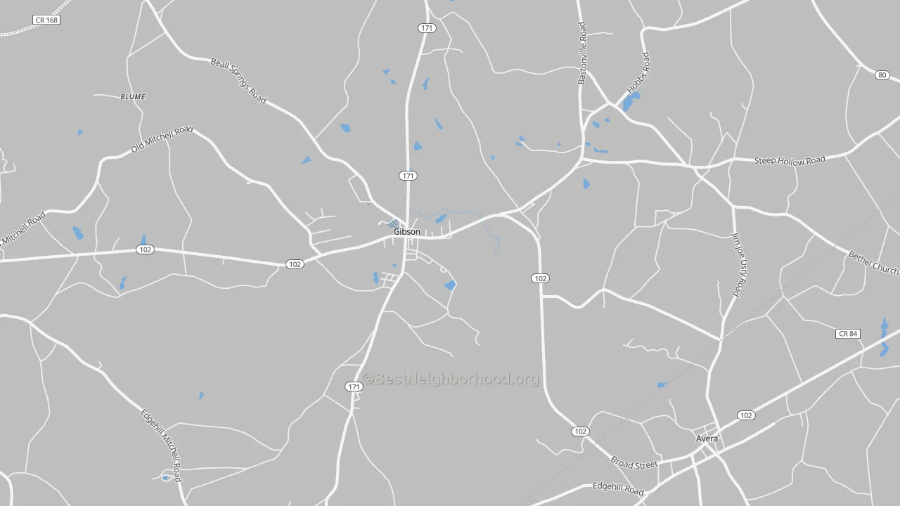 Transit Grade map of Gibson, GA