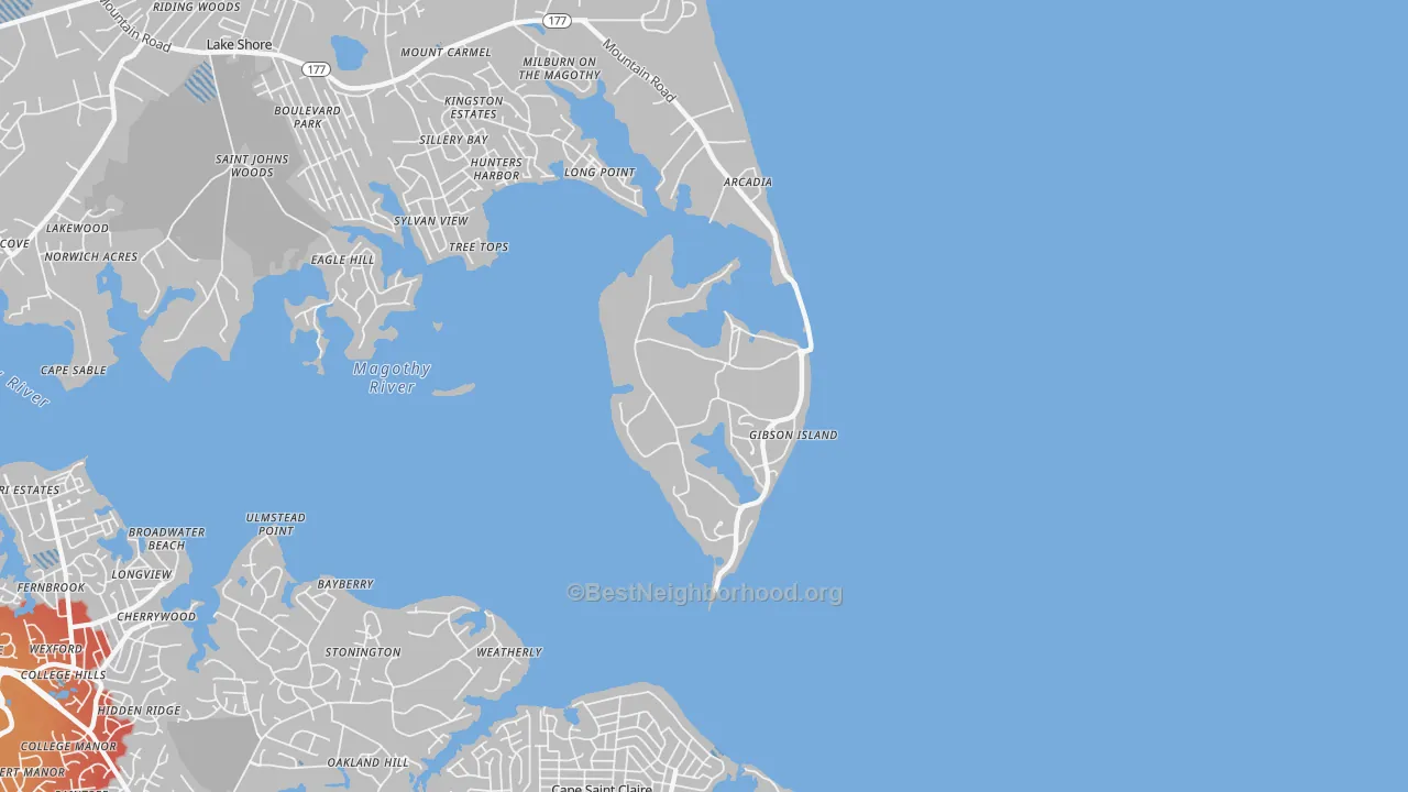 Transit Grade map of Gibson Island, MD