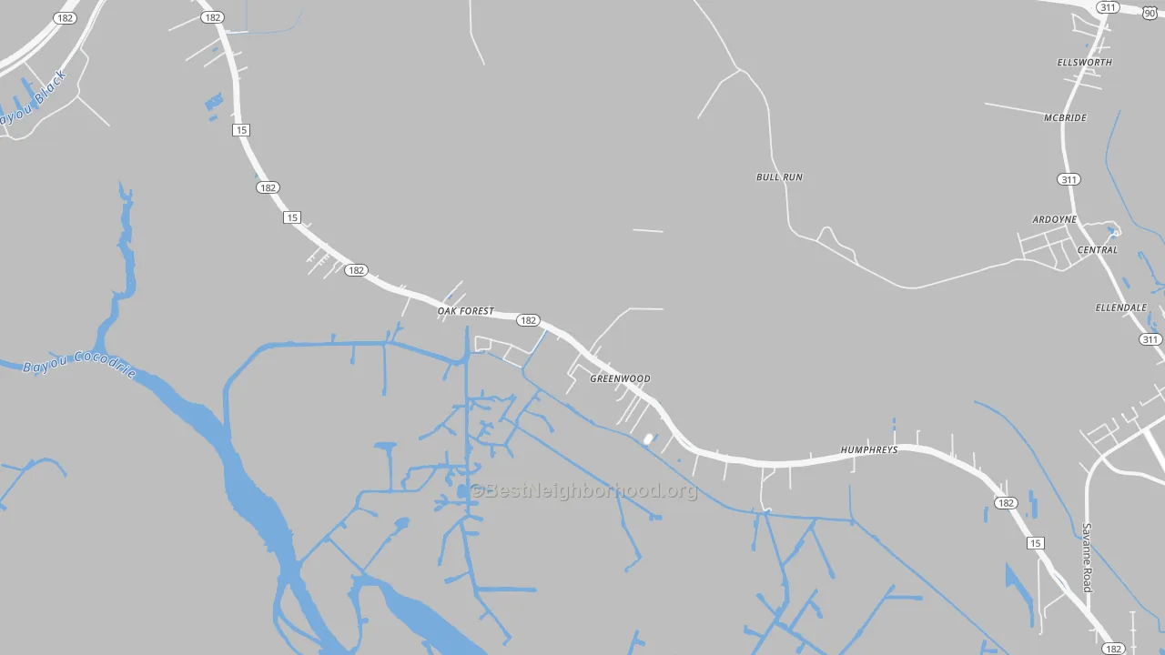 Transit Grade map of Gibson, LA