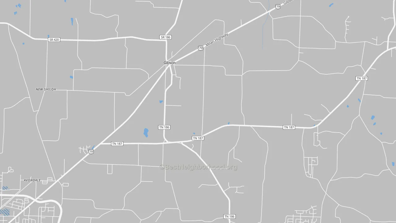 Transit Grade map of Gibson, TN