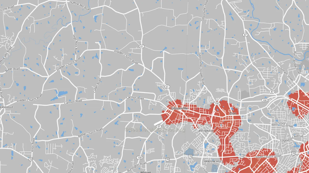 Transit Grade map of Gibsonville, NC