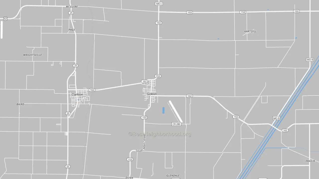 Transit Grade map of Gideon, MO