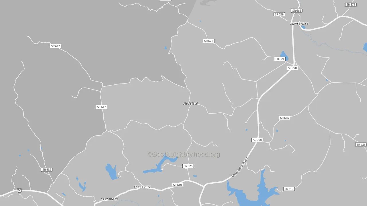 Transit Grade map of Gidsville, VA