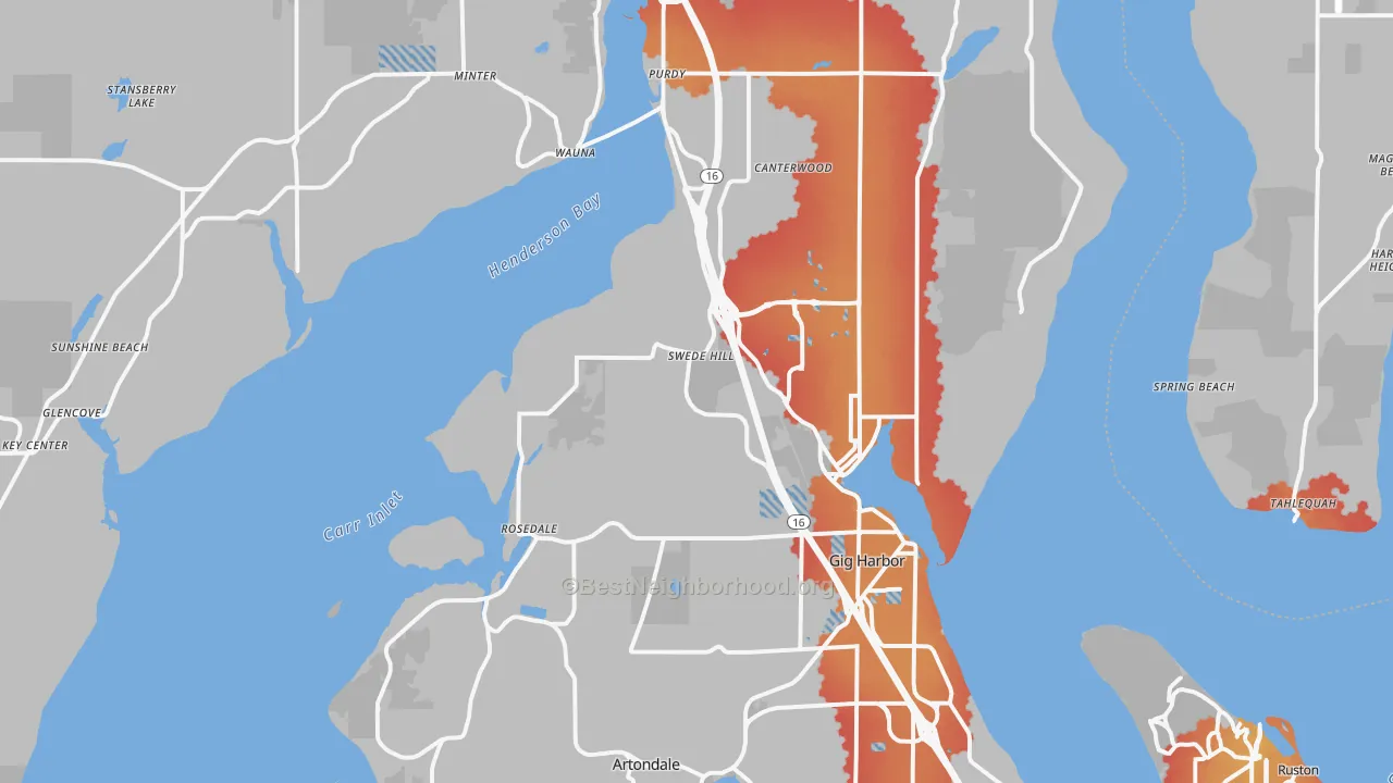 Transit Grade map of Gig Harbor, WA