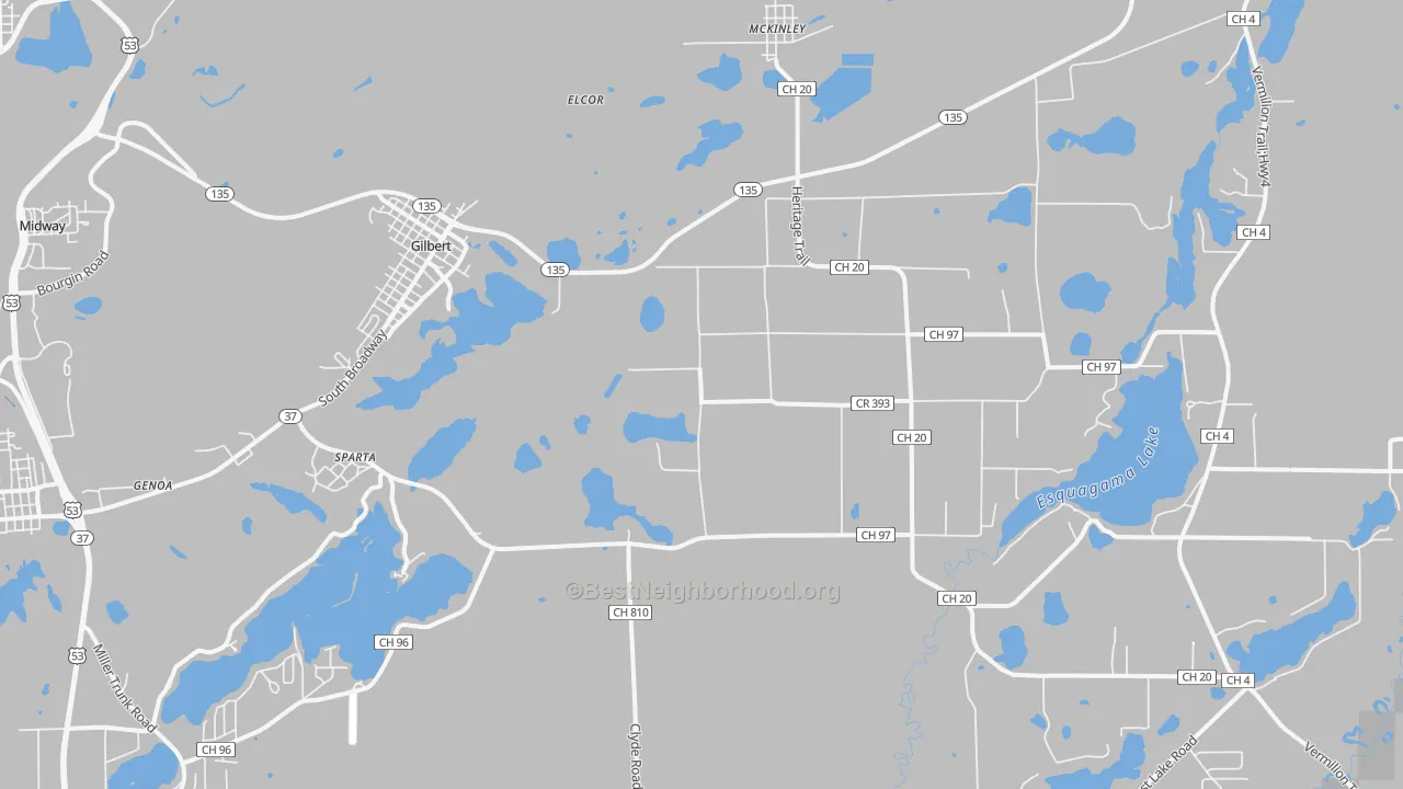 Transit Grade map of Gilbert, MN