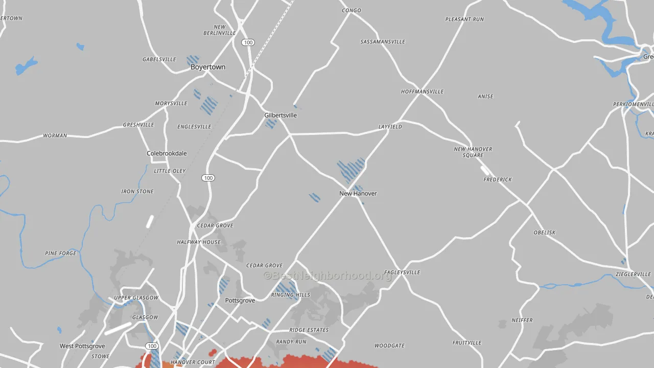 Transit Grade map of Gilbertsville, PA