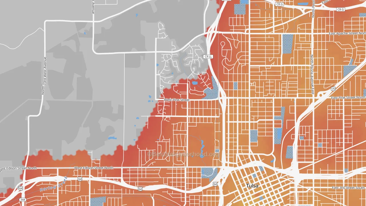 Transit Grade map of Gilcrease Hills, Tulsa, OK