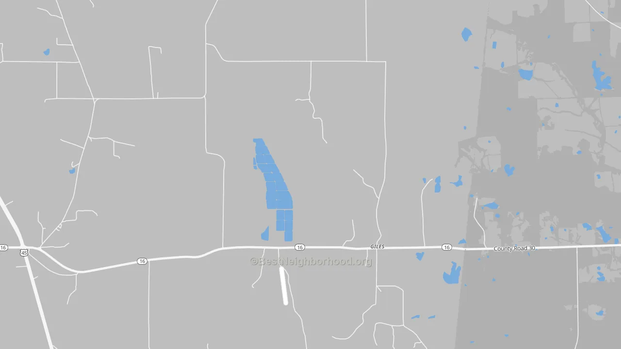 Transit Grade map of Giles, MS