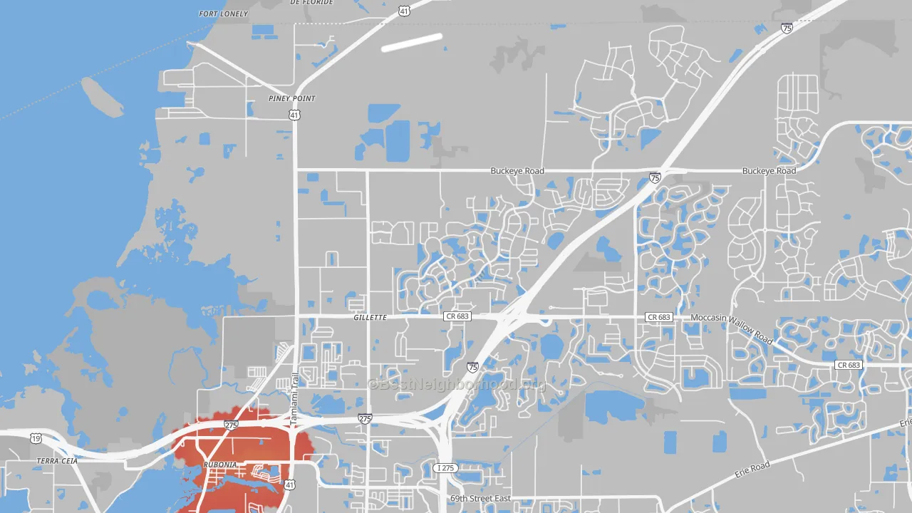 Transit Grade map of Gillett, FL
