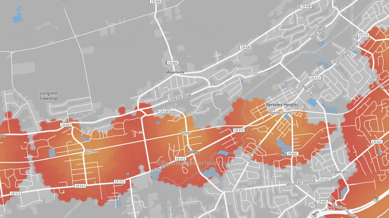 Transit Grade map of Gillette, NJ