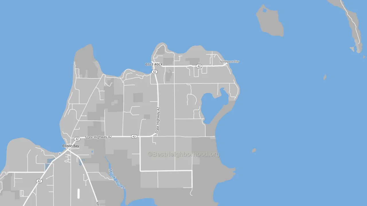 Transit Grade map of Gills Rock, WI