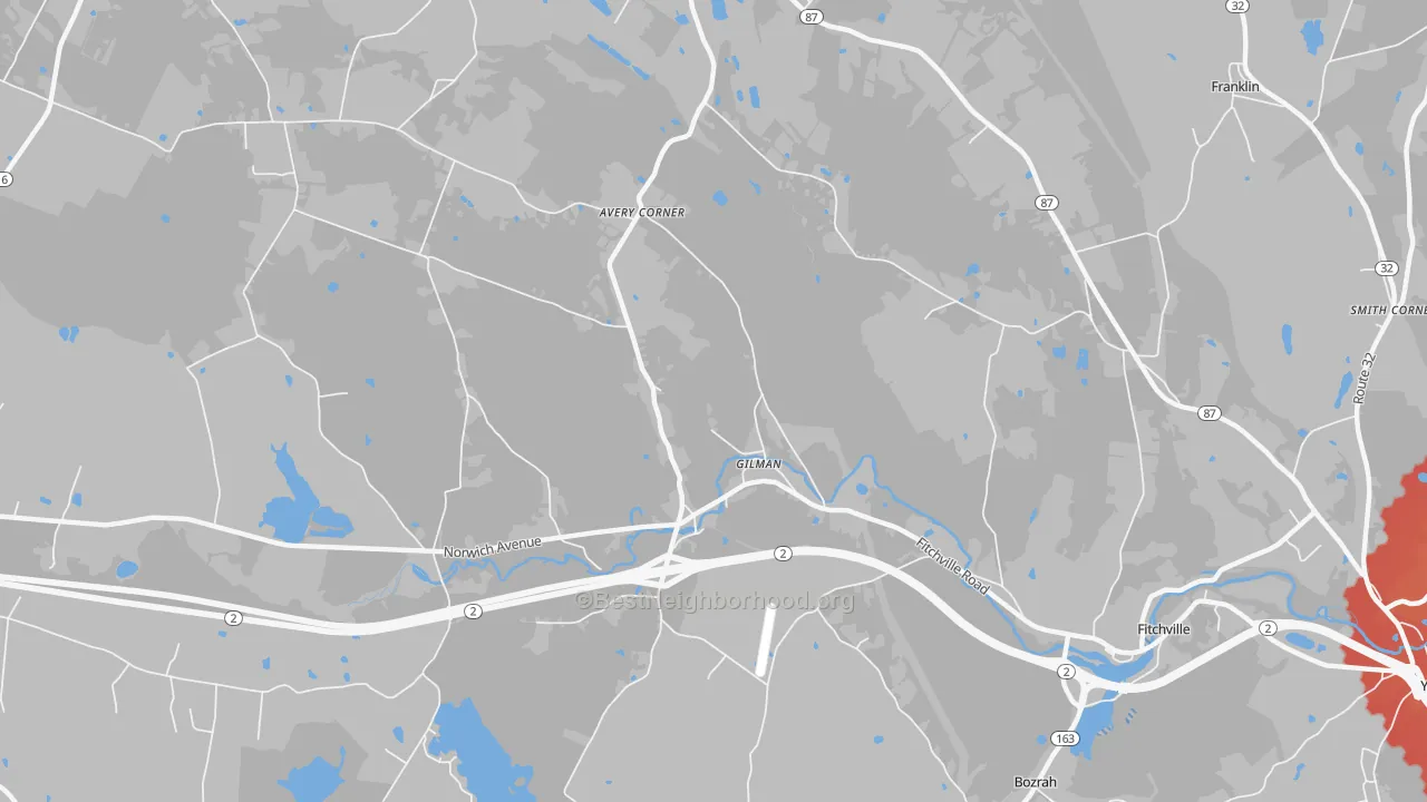 Transit Grade map of Gilman, CT