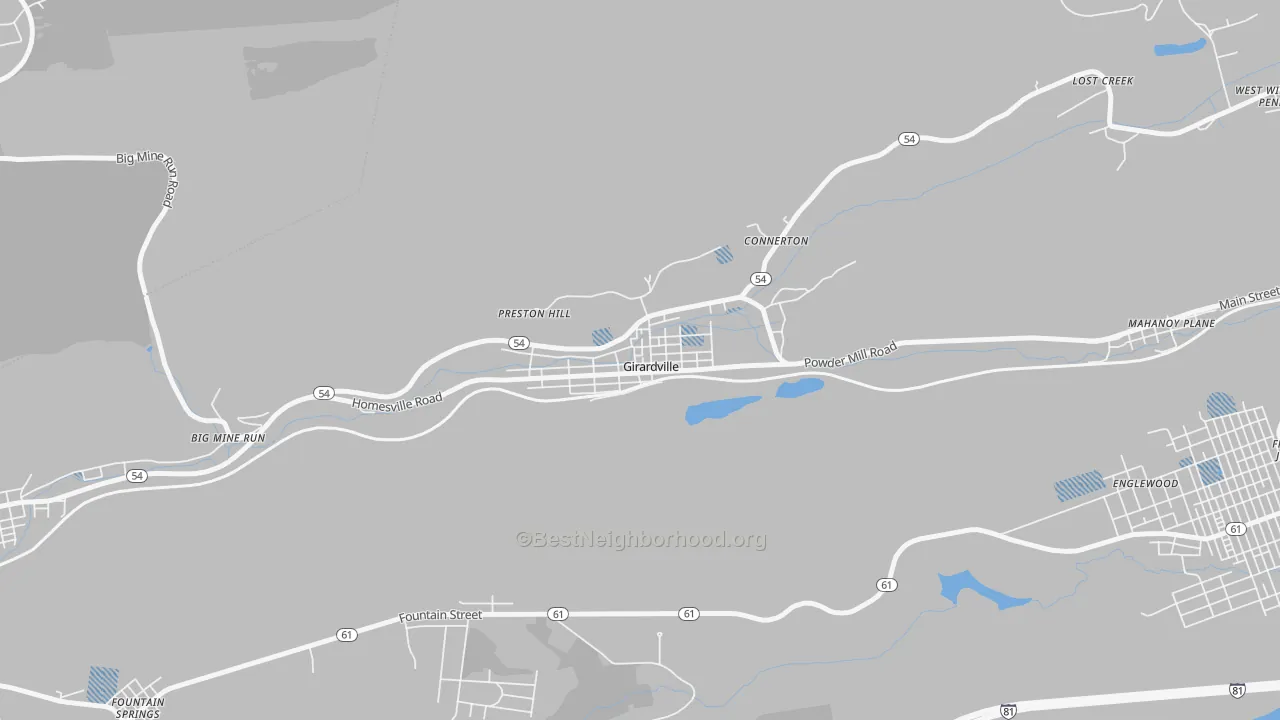 Transit Grade map of Girardville, PA