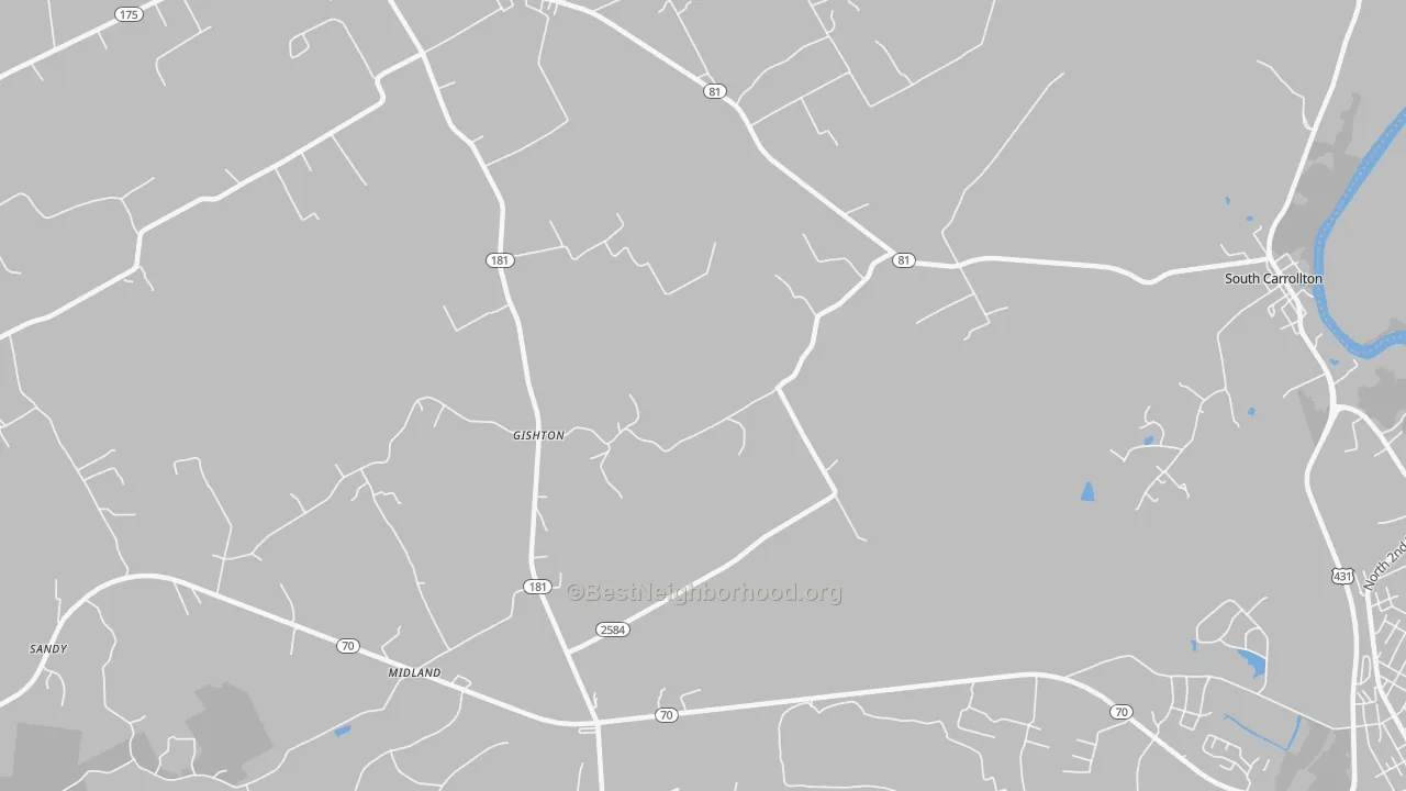 Transit Grade map of Gishton, KY