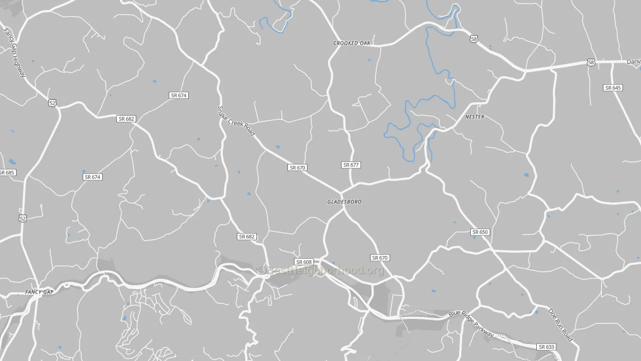 Transit Grade map of Gladesboro, VA