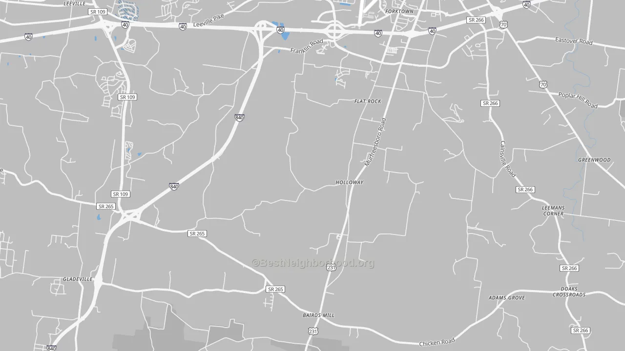 Transit Grade map of Gladeville, TN