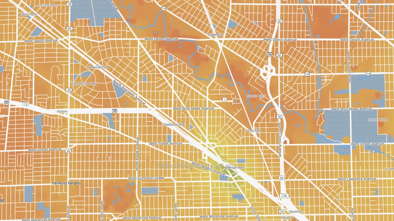 Transit Grade map of Gladstone, Chicago, IL