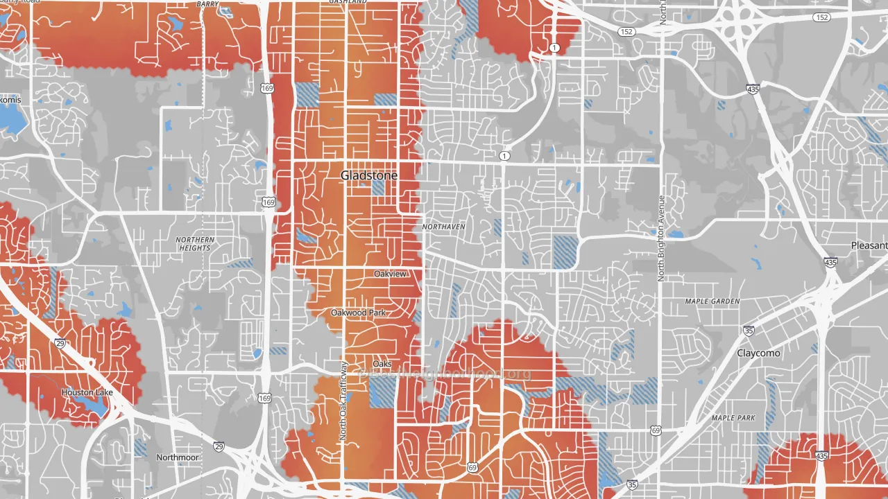 Transit Grade map of Gladstone, MO
