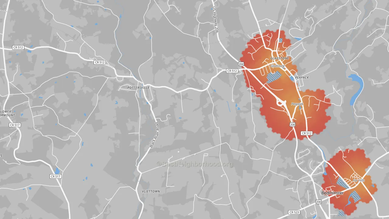 Transit Grade map of Gladstone, NJ