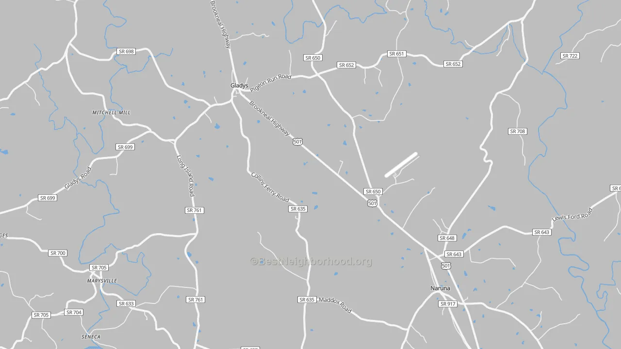 Transit Grade map of Gladys, VA