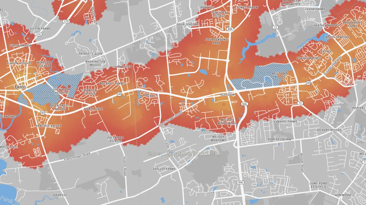 Transit Grade map of Glasgow, DE