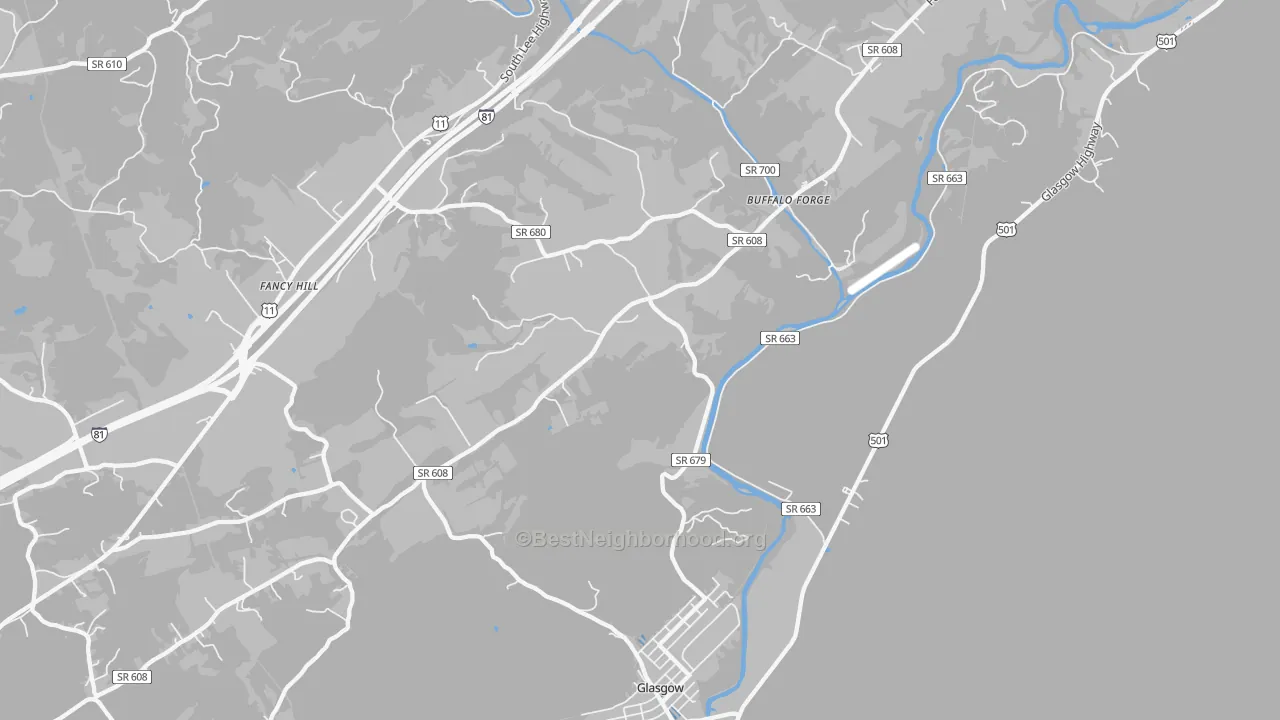 Transit Grade map of Glasgow, VA