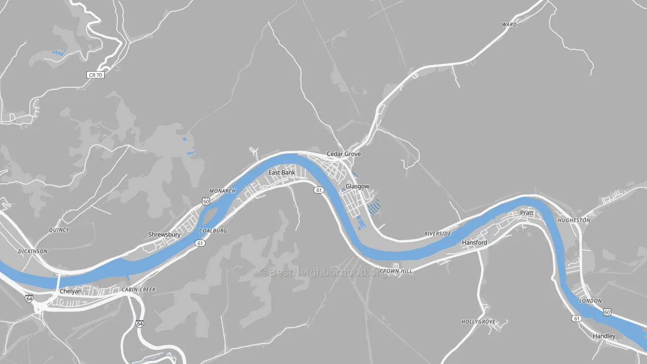 Transit Grade map of Glasgow, WV