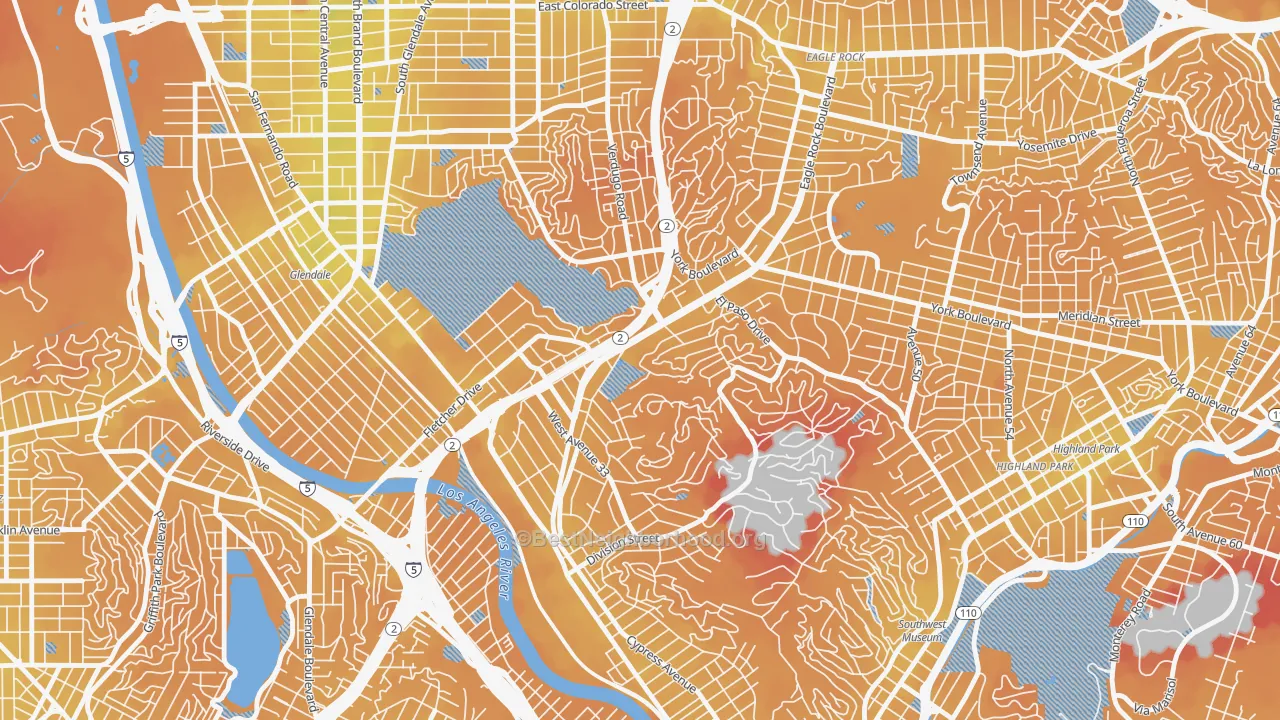 Transit Grade map of Glassell Park, Los Angeles, CA