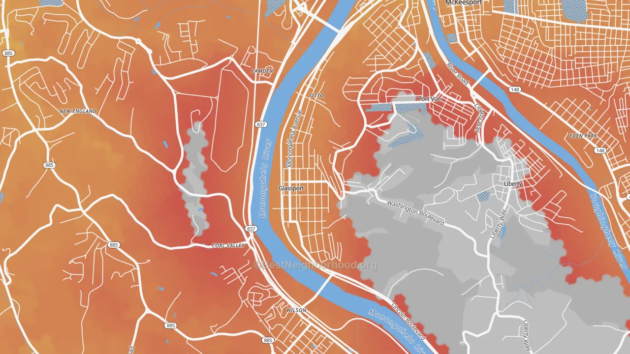 Transit Grade map of Glassport, PA