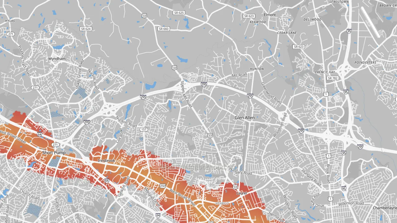 Transit Grade map of Glen Allen, VA