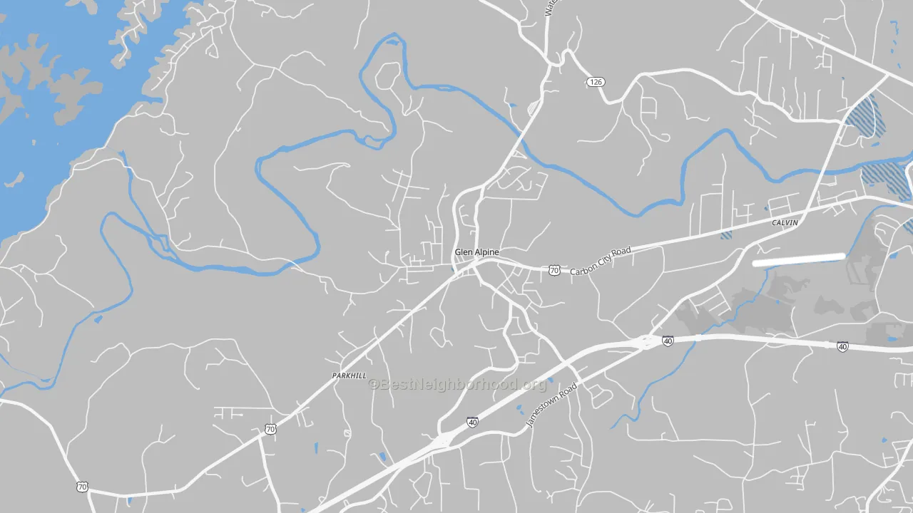 Transit Grade map of Glen Alpine, NC