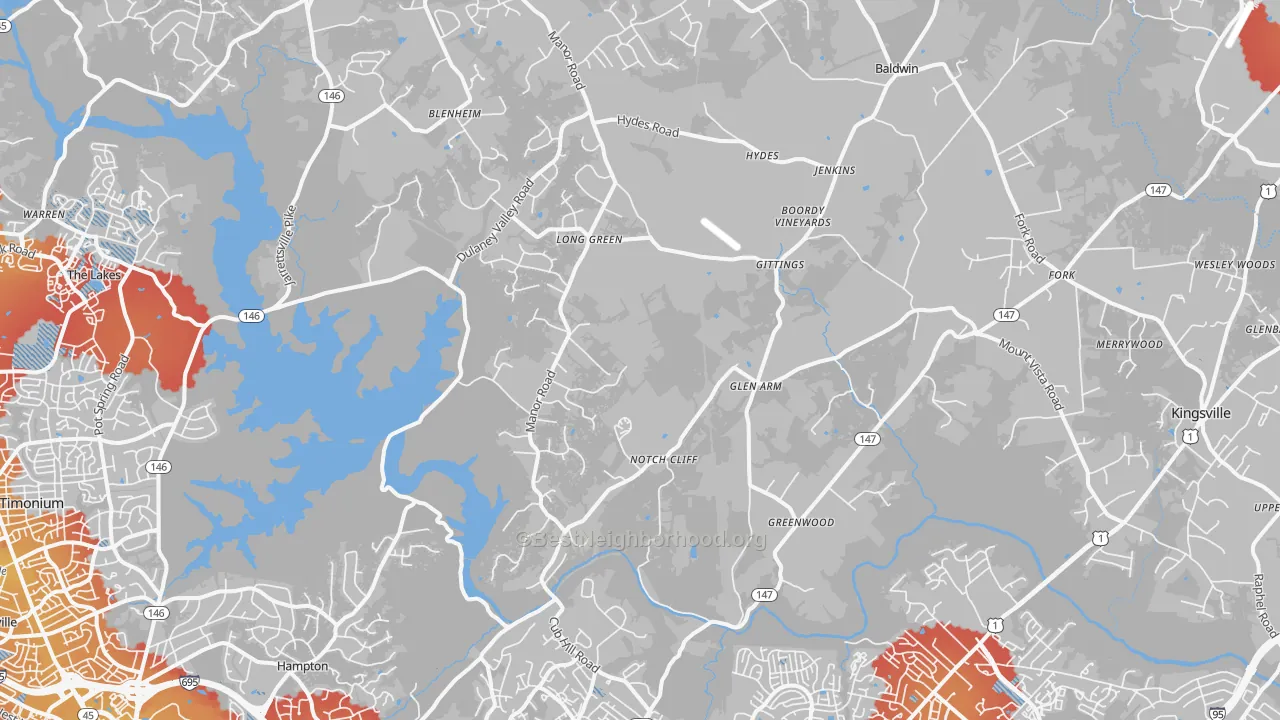 Transit Grade map of Glen Arm, MD