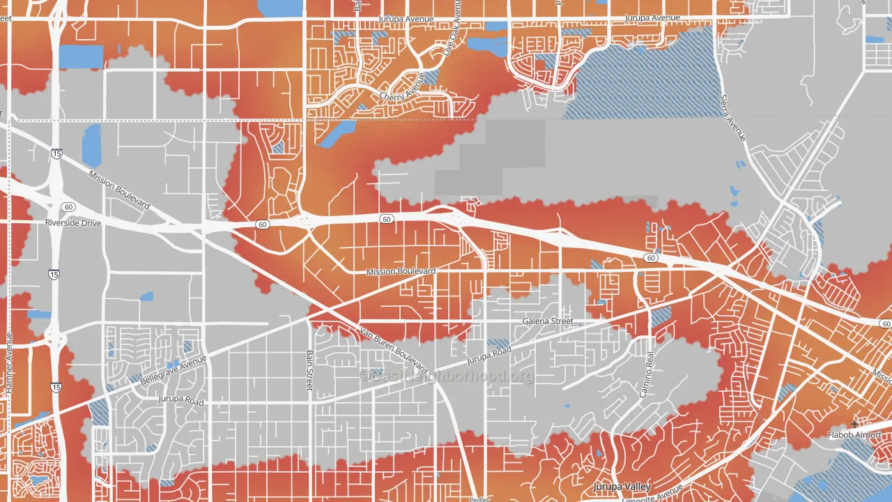 Transit Grade map of Glen Avon, CA