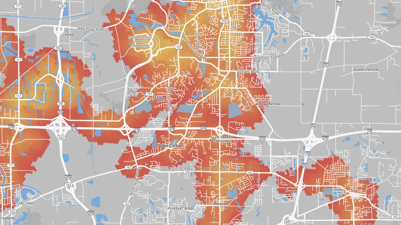 Transit Grade map of Glen Carbon, IL