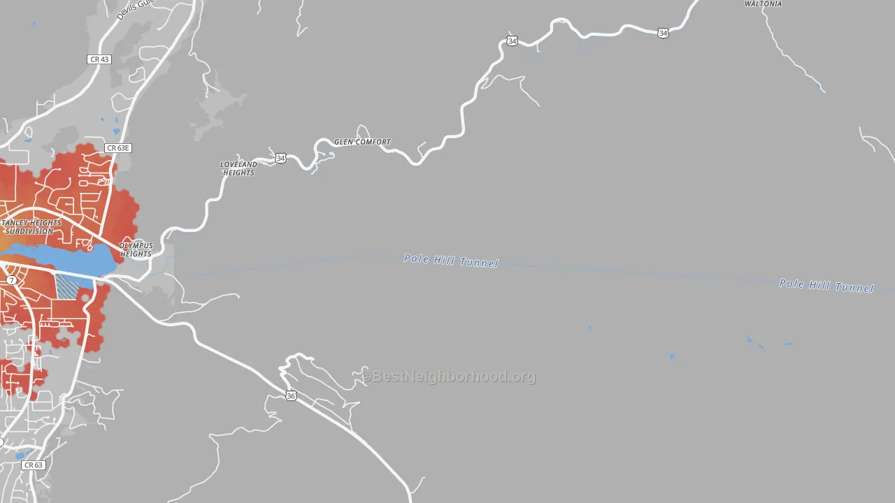 Transit Grade map of Glen Comfort, CO