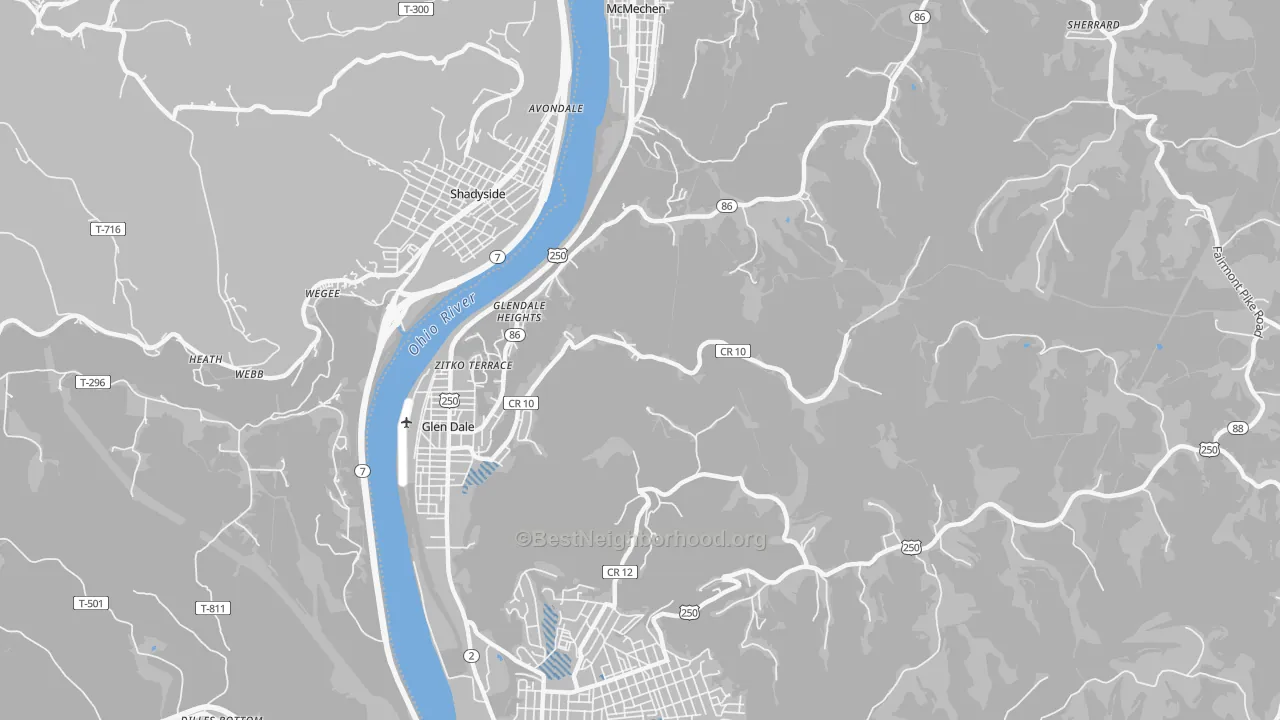 Transit Grade map of Glen Dale, WV