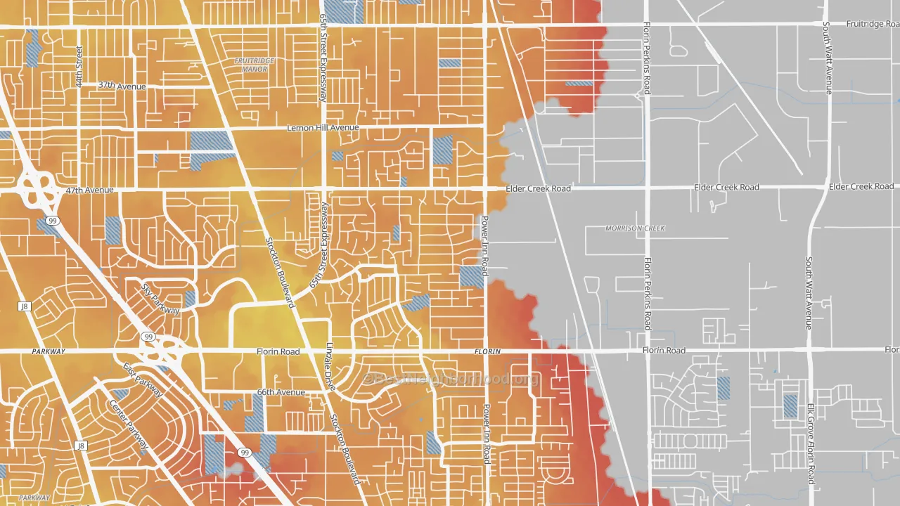 Transit Grade map of Glen Elder, Sacramento, CA
