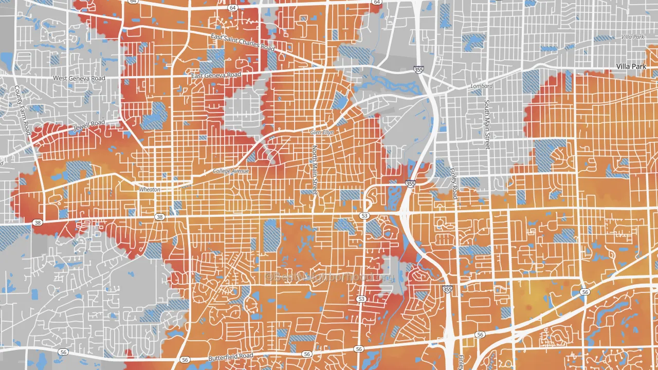 Transit Grade map of Glen Ellyn, IL