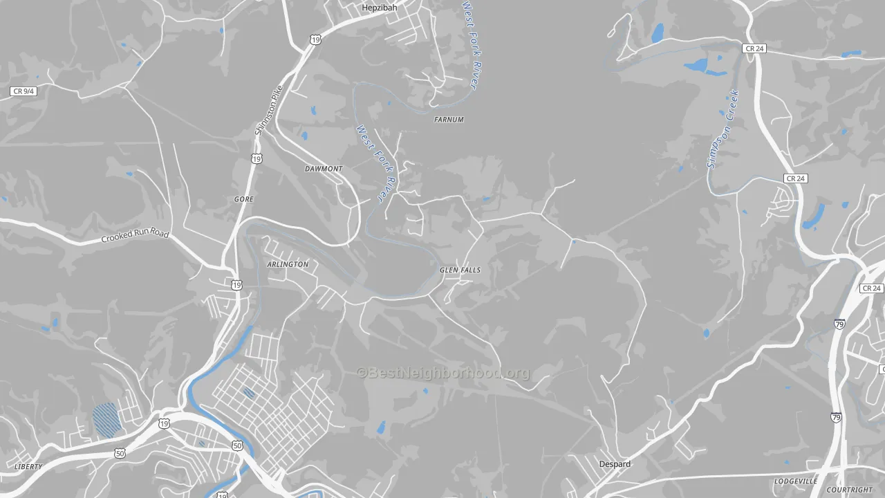 Transit Grade map of Glen Falls, WV