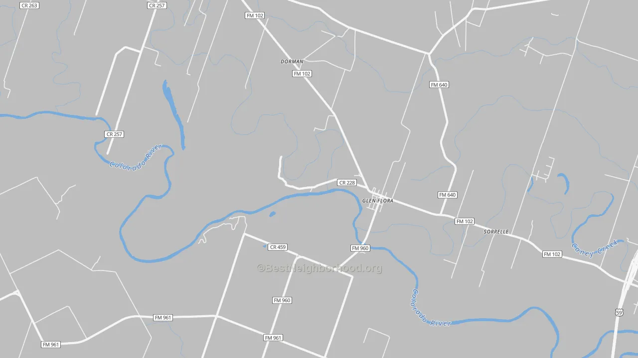 Transit Grade map of Glen Flora, TX