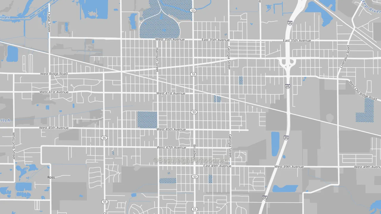 Transit Grade map of Glen Park, Gary, IN