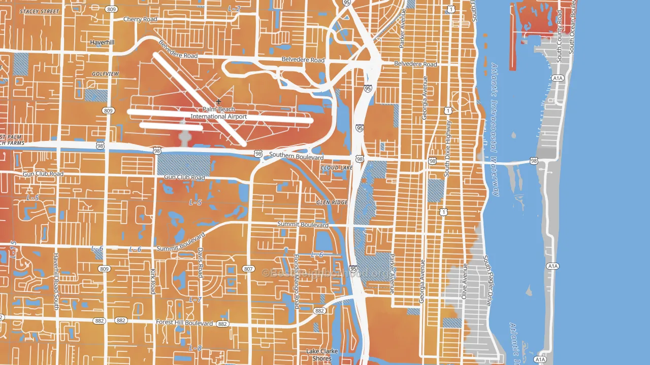 Transit Grade map of Glen Ridge, FL