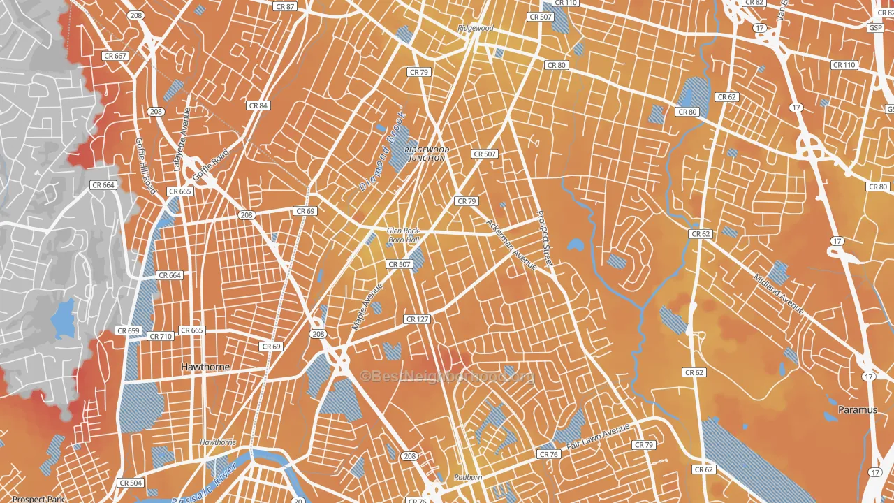 Transit Grade map of Glen Rock, NJ