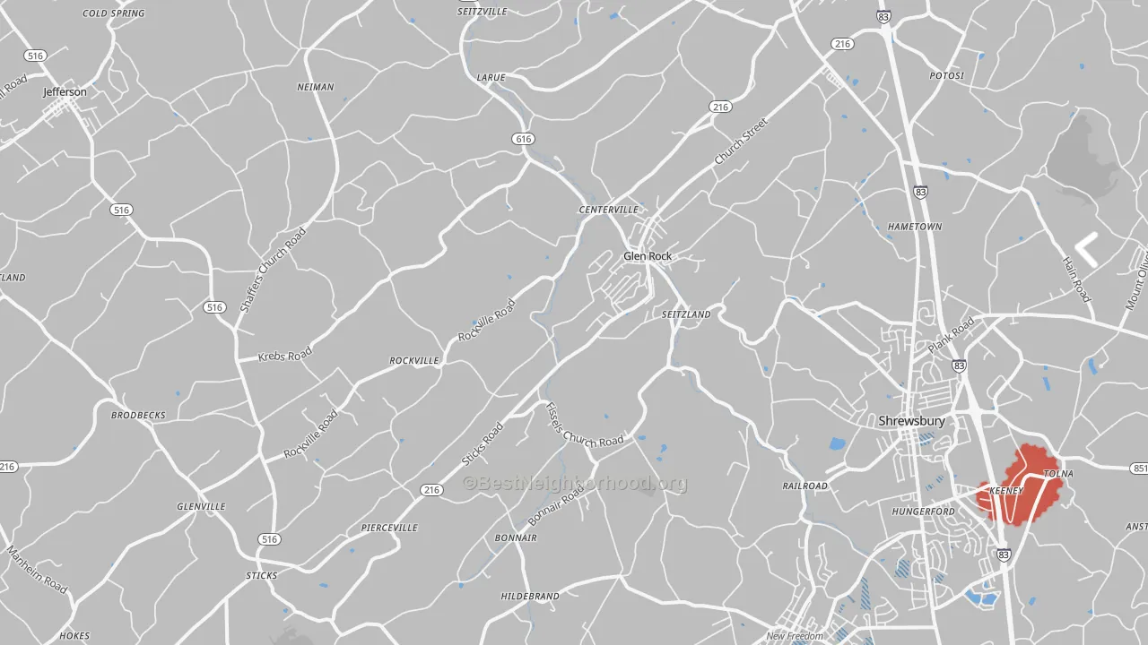 Transit Grade map of Glen Rock, PA