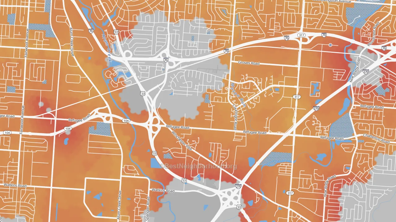 Transit Grade map of Glenbrook, Columbus, OH