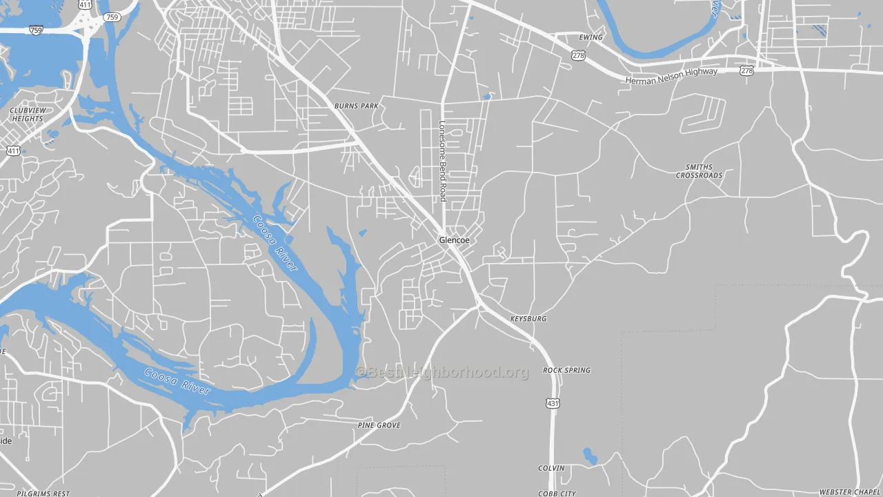 Transit Grade map of Glencoe, AL