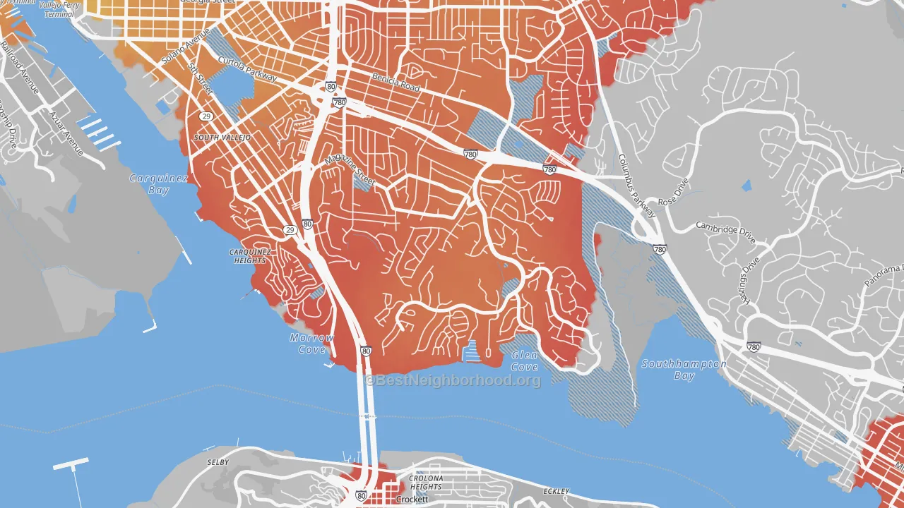 Transit Grade map of Glencove, Vallejo, CA